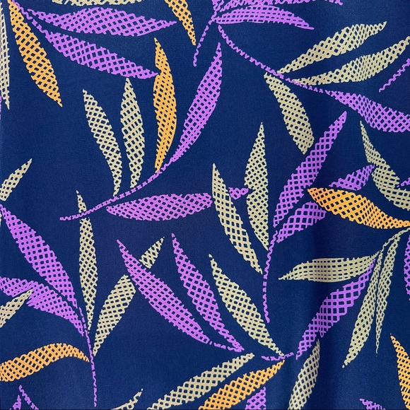 SCHRADER Vintage Purple Leaf Print Button Front Top Size 6 - Picture 6 of 10